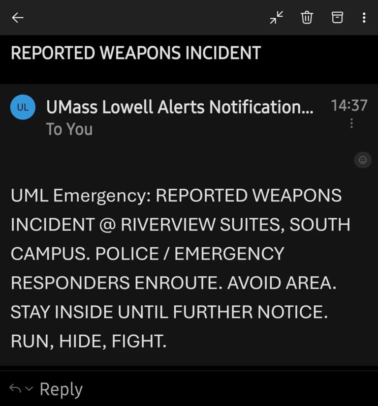 Campus Dorm Locked Down as Police Search for Alleged Armed Individual at UMass Lowell Campus Dorm Locked Down as Police Search for Alleged Armed Individual at UMass Lowell